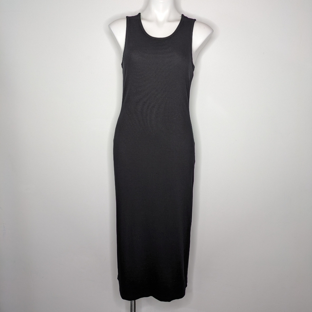 Marine Layer Black Lexi Daytime Ribbed Knit Bodycon Midi Dress L